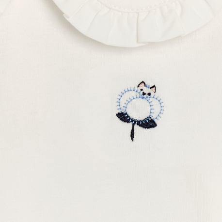 Obaibi Μπλούζα με μεγάλο γιακά λευκή για μωρά κοριτσάκια