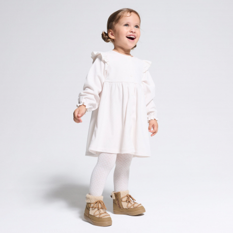 Obaibi Φόρεμα από κοτλέ βελούδο μπεζ για μωρά κοριτσάκια