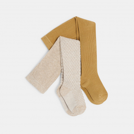 Obaibi Καλσόν ζεστό με ιδιαίτερο σχέδιο (σετ των 2) μπεζ για μωρά κοριτσάκια