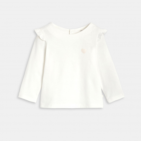 Obaibi Μπλούζα μακρυμάνικη με βολάν, λευκή, για μωρά κοριτσάκια