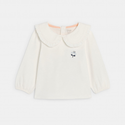 Obaibi Μπλούζα με μεγάλο γιακά λευκή για μωρά κοριτσάκια