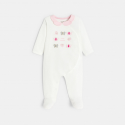 Obaibi Φορμάκι ύπνου από βελούδο, πεταλούδες, λευκό για μωρά κοριτσάκια