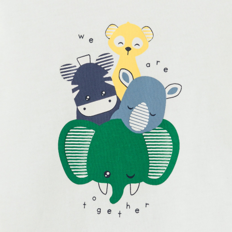 Obaibi Πιτζάμα με μοτίφ ζώα λευκή για μωρά αγοράκια