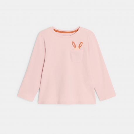 Obaibi Μπλούζα μακρυμάνικη λαγουδάκι, ροζ για μωρά κοριτσάκια