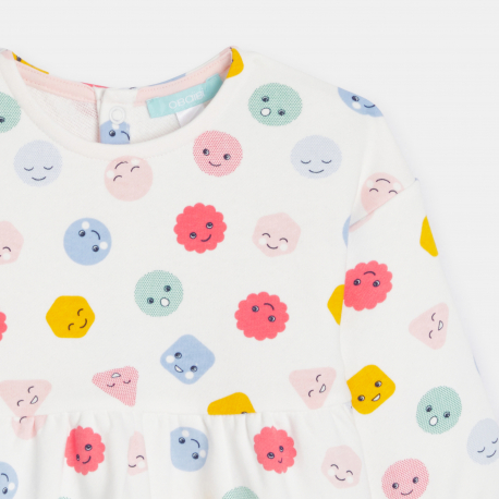 Obaibi Φόρεμα από χνουδωτό ύφασμα ελαφρύ συναισθήματα, λευκό για μωρά κοριτσάκια