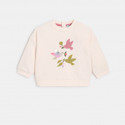 Obaibi Φούτερ από χνουδωτό ύφασμα πουλιά ροζ για μωρά κοριτσάκια