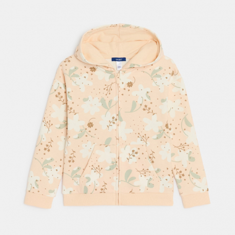 Okaidi Sweat zippe a capuche fleurs multicolore Fille