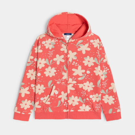Okaidi Sweat zippe a capuche motif fleuri multicolore fille
