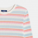 Okaidi T-shirt manches longues cotele raye rose fille