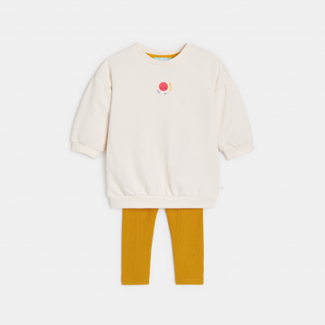 Obaibi Φόρεμα πουλόβερ από χνουδωτό ύφασμα και λευκό κολάν για μωρά κοριτσάκια