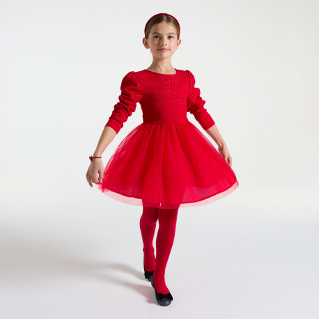 Okaidi Φόρεμα κόκκινο χριστουγεννιάτικο για κορίτσια