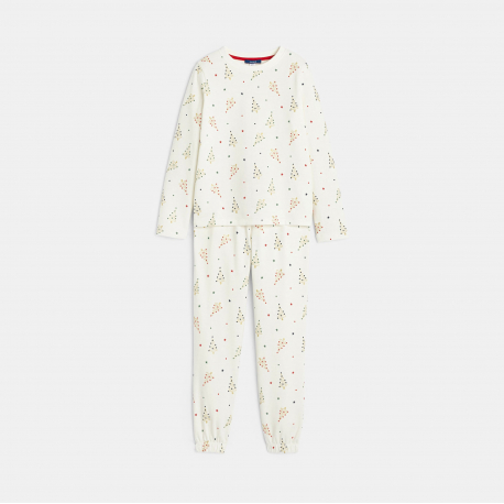 Okaidi Σύνολο λευκή πιτζάμα με γιορτινό μοτίφ για κορίτσια