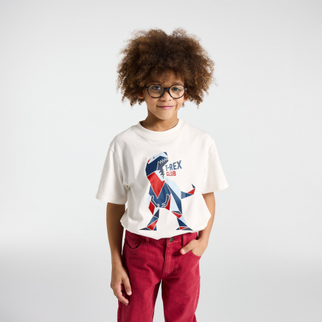 Okaidi T-shirt dinosaure blanc garcon
