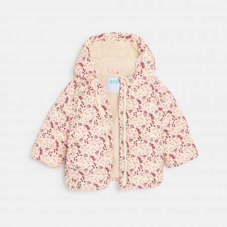 Obaibi Μπουφάν με επένδυση, αδιάβροχο, φλοράλ, ροζ για μωρά κοριτσάκια