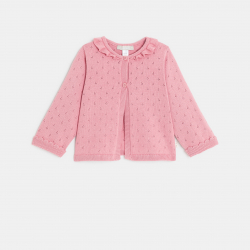 Obaibi Ζακέτα πλεκτή. σε πλέξη πουαντέλ, ροζ για μωρά κοριτσάκια
