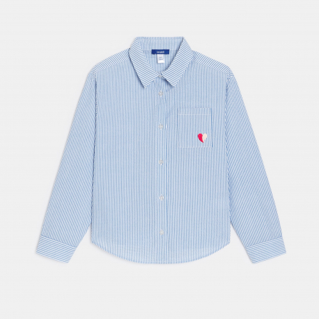 Okaidi Πουκάμισο ριγέ με μοτίφ κεντημένη καρδιά μπλε για κορίτσια