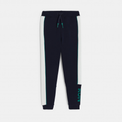 Okaidi Παντελόνι φόρμας με λωρίδες στο πλάι από χνουδωτό ύφασμα γκρι για αγόρια