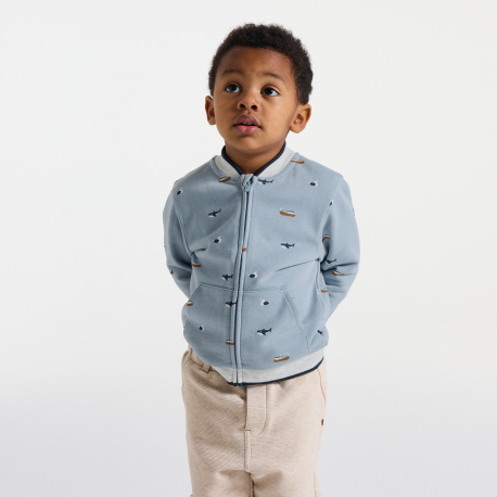 Obaibi Βρεφική ζακέτα teddy με φερμουάρ, μπλε για μωρά αγοράκια