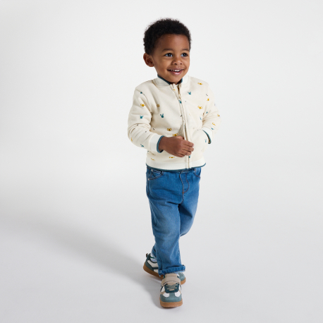 Obaibi Βρεφική ζακέτα teddy με φερμουάρ, μπεζ για μωρά αγοράκια