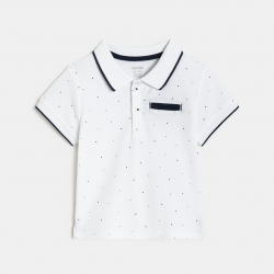Obaibi Polo en maille a pois blanc bebe garcon