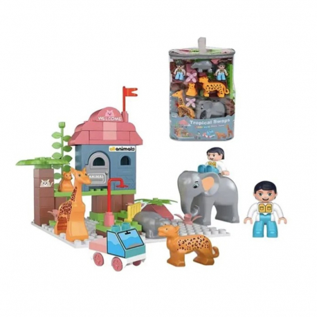 Σετ με 57 τουβλάκια και φιγούρες Lazarid Ζούγκλα