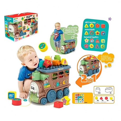 Συρόμενο τρενάκι 2 σε 1 Lazarid με μαλακά τουβλάκια