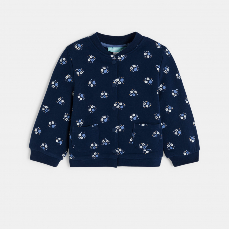 Obaibi Μπουφάν teddy με φλοράλ σχέδιο από χνουδωτό ύφασμα για μωρά κοριτσάκια