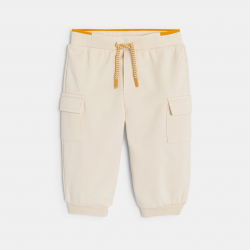 Obaibi Παντελόνι φόρμας από χνουδωτό ύφασμα μπεζ για μωρά κοριτσάκια
