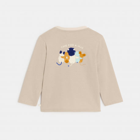 Obaibi Μπλούζα μπεζ  με μοτίφ  ζωάκια για μωρά αγοράκια