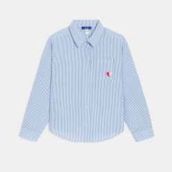 Okaidi Πουκάμισο ριγέ με μοτίφ κεντημένη καρδιά μπλε για κορίτσια