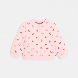 Obaibi Μπουφάν teddy με φλοράλ σχέδιο από χνουδωτό ύφασμα για μωρά κοριτσάκια