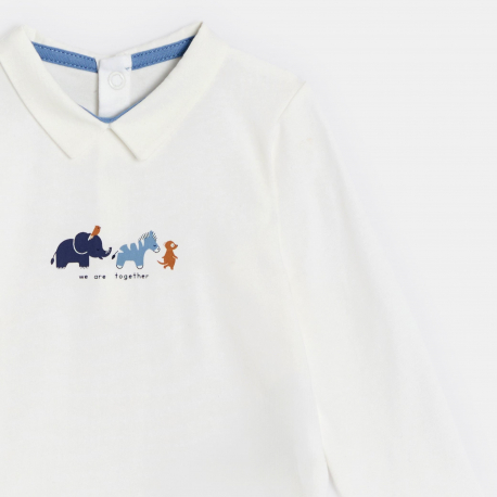 Obaibi Κορμάκι μακρυμάνικο με μοτίφ ζώα μπλε για μωρά αγοράκια