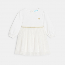 Obaibi Robe chic bi-matiere blanche bebe fille
