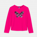 Okaidi Μπλούζα μακρυμάνικη με μαγικές πούλιες ροζ για κορίτσια