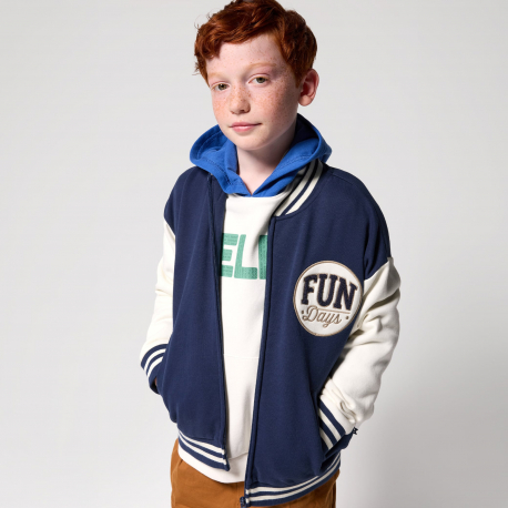 Okaidi Φούτερ teddy σε κολλεγιακό στιλ μαύρο για αγόρια