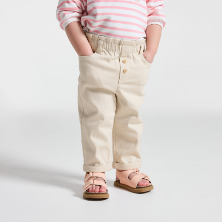 Obaibi Παντελόνι ψηλόμεσο μπεζ, για μωρά κοριτσάκια