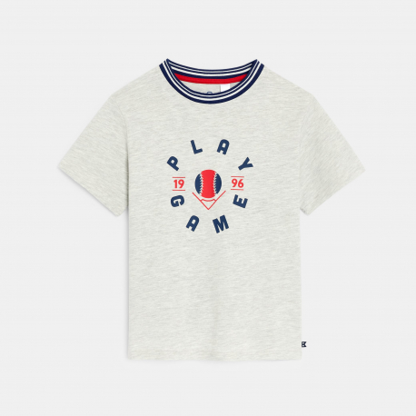 Okaidi Μπλούζα κοντομάνικη με μήνυμα, γκρι για αγόρια