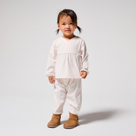 Obaibi Σύνολο μπεζ από βελούδο για μωρά κοριτσάκια