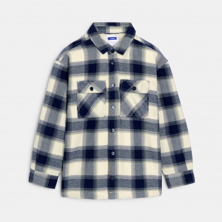 Okaidi Πουκάμισο μπουφάν καρό με εσωτερική επένδυση από φλις μπεζ για αγόρια