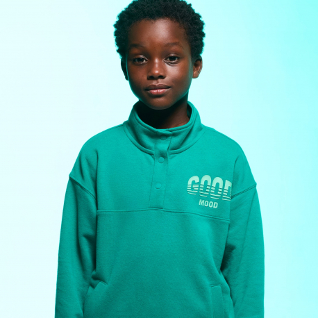 Okaidi Sweat col montant vert garcon