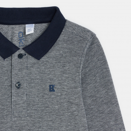 Okaidi Μπλούζα πόλο μακρυμάνικη, από βαμβακερό πικέ ύφασμα, μπλε για αγόρια