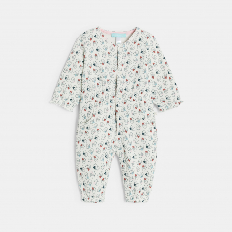 Obaibi Φορμάκι ολόσωμο μπεζ με μοτίφ γάτα για μωρά κοριτσάκια