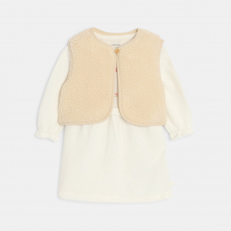 Obaibi Φόρεμα πλεκτό ποντικάκι και λευκή ζακέτα για μωρά κοριτσάκια