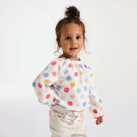 Obaibi Μπλούζα με λάστιχο με τυπωμένα σχέδια ροζ για μωρά κοριτσάκια