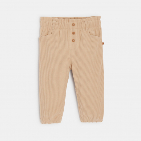 Obaibi Παντελόνι από βελούδο κοτλέ με ελαστική μέση μπεζ για μωρά κοριτσάκια