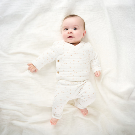 Obaibi Σύνολο από 3 βαμβακερά κομμάτια αστέρια λευκό για νεογέννητα αγοράκια