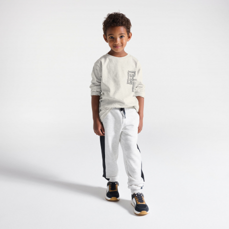 Okaidi Μπλούζα μακρυμάνικη με μήνυμα γκρι για αγόρια