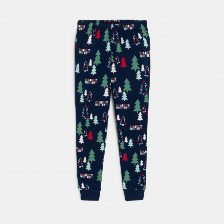 Okaidi Πιτζάμα 2 τεμαχίων από χοντρό φλις έλατα σε ναυτικό μπλε για αγόρια