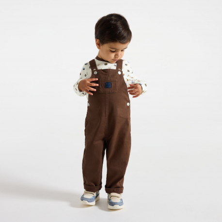 Obaibi Σαλοπέτα και μακρυμάνικη μπλούζα, καφέ για μωρά αγοράκια