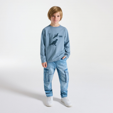 Okaidi Μπλούζα μακρυμάνικη με μοτίφ δεινόσαυρο για αγόρια